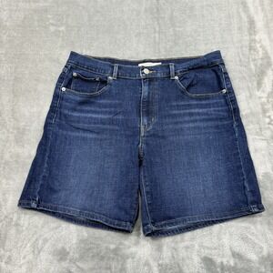Levis Shorts Womens 30 Blue Classic Short Stretch Denim Jean Dark Wash Logo City
